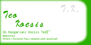 teo kocsis business card